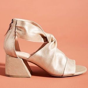 Anthropologie | Silent D Champagne Leather Heels